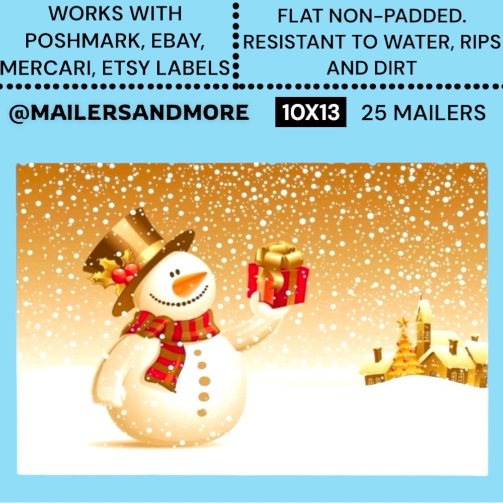 25 10X13 Poly Mailers Snowman Christmas Shipping Envelopes PRICE IS FIRM - Picture 2 of 8
